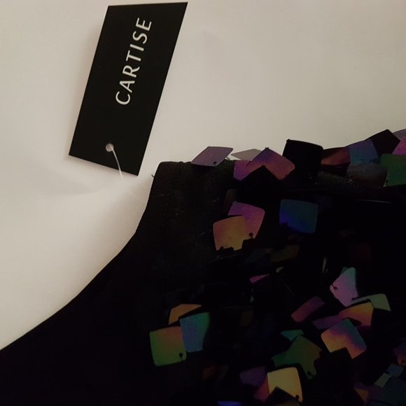 CARTISE Black Sequin Sleeveless Top NWT, Sz L - Picture 8 of 9